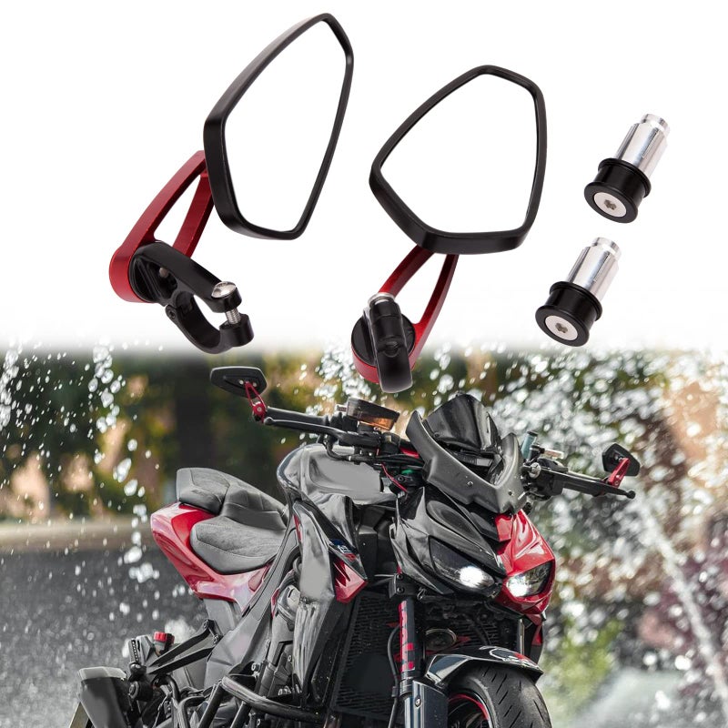 MISS MOLY Red Motorcycle Bar End Mirrors Rear View CNC Compatible with Honda GROM MSX125 CB500F Kawasaki Z125 Z650 Z750 Z800 Z900 ER6N ER6F - Image 2